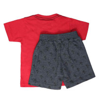 CONJUNTO CURTO CAMISETA E BERMUDA INFANTIL BARCO VERMELHO