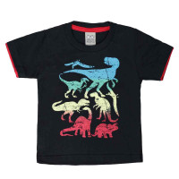 CONJUNTO CURTO CAMISETA E BERMUDA INFANTIL DINOSSAURO PRETO