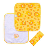 TOALHA DE BOCA KIT 3 PEÇAS 29CM X 35CM ESTAMPADINHO LEÃO AMARELO