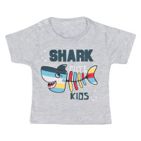 CONJUNTO CURTO CAMISETA E BERMUDA PARA BEBÊ ESTAMPADO SHARK GELO
