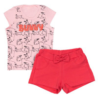 CONJUNTO CURTO BLUSA E SHORTS INFANTIL ESTAMPADO BUNNY ROSÊ