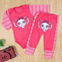 CONJUNTO PARA BEBÊ LONGO COM ESTAMPA SORTIDA CEREJA