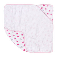 TOALHA SOFT PARA BEBÊ ESTAMPADA CAPUZ 100% ALGODÃO CORAÇÕES