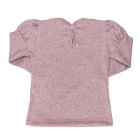 BLUSA MANGA LONGA PARA BEBÊ APLIQUE EM PÉROLAS E FLORZINHA ROSA