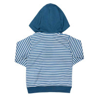 BLUSA MANGA LONGA COM CAPUZ EM SUEDINE PARA BEBÊ LISTRAS ELEFANTE AZUL