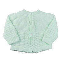 KIT CASAQUINHO, TOUCA, LUVA E MEIA PARA BEBÊ TRICÔ VERDE
