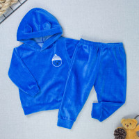 Conjunto Plush Bebê Menino Blusa com Capuz e Calça Royal 
