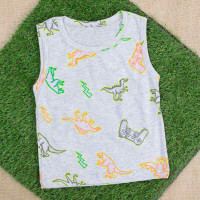 CAMISETA REGATA INFANTIL ESTAMPA DINO GAMER MESCLA
