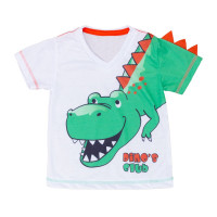 Camiseta Infantil 1 Ao 3 Dinossauro Interativo Branco