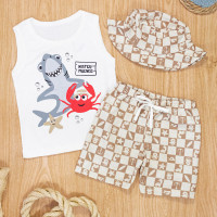 Conjunto Infantil com Chapéu Water Friends Creme Menino