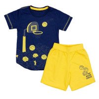CONJUNTO INFANTIL 1 AO 3 CAMISETA RAGLAN E SHORTS FUN TIME AMARELO