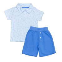 CONJUNTO INFANTIL 1 AO 3 CAMISETA POLO E SHORTS PRAIA AZUL