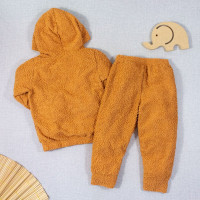 CONJUNTO INFANTIL 1 AO 3 MENINO CAPUZ PELÚCIA BORDADO DOG CARAMELO