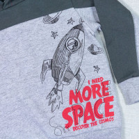 CONJUNTO INFANTIL 1 AO 3 MOLETOM CAPUZ QUENTINHO SPACE CINZA CHUMBO
