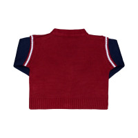 CASACO PARA BEBÊ EM TRICOT VERMELHO LISTRADO