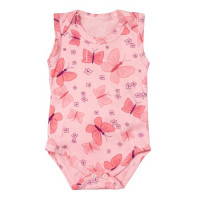 BODY PARA BEBÊ REGATA MALHA ESTAMPADINHA ROSA CLARO