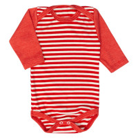 BODY PARA BEBÊ LISTRADO COM MANGA LONGA LISA VERMELHO