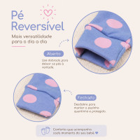Calça Bebê Com Pé Reversível Tecido Macelin Estampado Bolinhas Rosa Até 12 Meses
