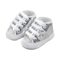TÊNIS CANO ALTO PARA BEBÊ PRATA COM GLITTER SOFFETE