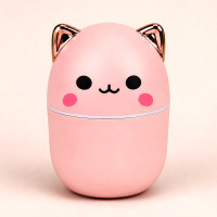 Umidificador de Ar Gatinho Rosa 250ml Difusor Ultrassônico com Luz de LED
