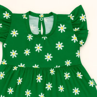 Macacão Curto Minimalista Margaridas 100% Algodão Para Bebê Menina