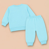 Conjunto de Moletom Bebê Blusa Gola Careca e Calça Lisa Azul Claro Até 12 Meses