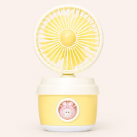 Ventilador Umidificador Portátil Recarregável 3 em 1 Spray Água e Luz Amarelo