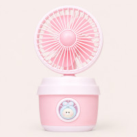 Ventilador Umidificador Portátil Recarregável 3 em 1 Spray Água e Luz Rosa