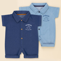 Macacão Camisa Jeans para Bebê Menino Lavagem Escura