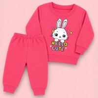 Kit Com 2 Conjuntos Blusa e Calça Moletom Quentinho Para Meninas Até 12 Meses