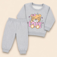 Kit Inverno Bebê 7 Peças Conjunto Moletom Touca Pantufa Meias Mescla Love de 0 a 12 Meses