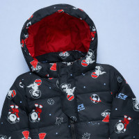 Jaqueta de Inverno Puffer Forrada Com Capuz Space Preto Para Bebês Até 3 Anos