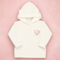 Conjunto Plush Com Capuz Beautiful Bear Creme com Pink