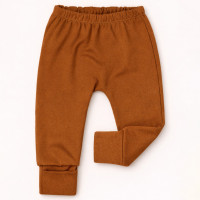 Conjunto Básico em Suedine Body Manga Longa e Calça com Pé Reversível Marrom