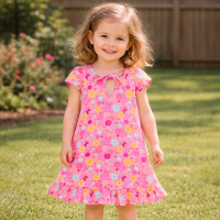 Vestido Infantil de Malha Estampadinho Floral - Conforto e Frescor para o Dia a Dia
