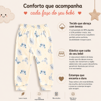 Calça Infantil Tecido Macelin Estampado Bichinhos De 12 A 24 Meses