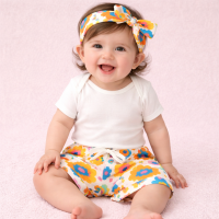 Shorts com Faixinha Minimalista Flor para Bebês até 12 Meses