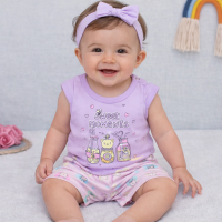 Conjunto Regatinha Bebê Menina Blusinha Cavada Shorts Cintura Alta Lilás