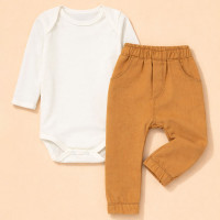 Conjunto 2 Peças Look Para Passeio Com Bebê Conforto Até 12 Meses Creme