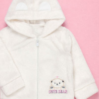 Blusa Capuz Com Orelinha Em Fleece Bebê Menina Inverno Creme