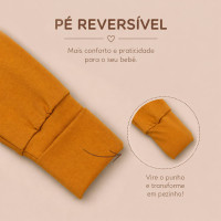 Calça Térmica Bebê Tecido Inteligente Com Pé Reversível Caramelo 0 a 12 Meses