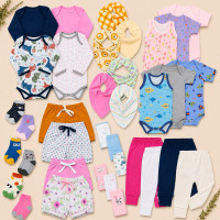 Kit Enxoval Completo 18 Peças de Primeira Linha Para Bebês até 12 Meses Cores Menino