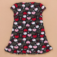 Vestido Infantil de Malha Estampadinho Preto- Conforto e Frescor para o Dia a Dia