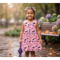 Vestido Infantil de Malha Rosa Estampas Sortidas - Conforto e Frescor para o Dia a Dia