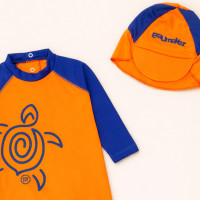 Kit Proteção UV50+ para Bebê com Macacão e Chapéu de Sol Laranja