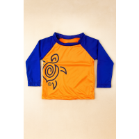 Camiseta Infantil Proteção Uv50+ Laranja com Royal de 01 até 03 anos