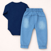 Conjunto 2 Peças Look Para Passeio Com Bebê Conforto Até 12 Meses Azul Marinho