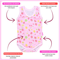 Body Regata Para Bebê Malha Macelin Fresquinha Ursinho