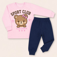 Kit 2 Conjuntos de Moletom Menina Blusa Gola Careca e Calça - 01 até 03 anos