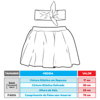 Conjunto 3 Peças Para Bebê Menina Body e Saia com Faixinha de Cabelo Verde de 0 a 12 Meses